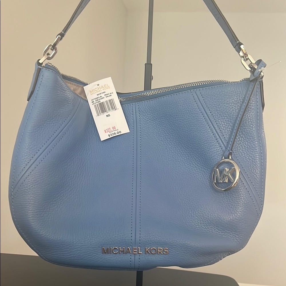 Michael Kors Blue Shoulder Bag with Silver Charm